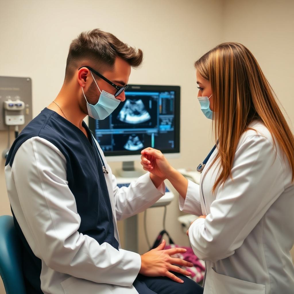 Exame transvaginal com preceptor